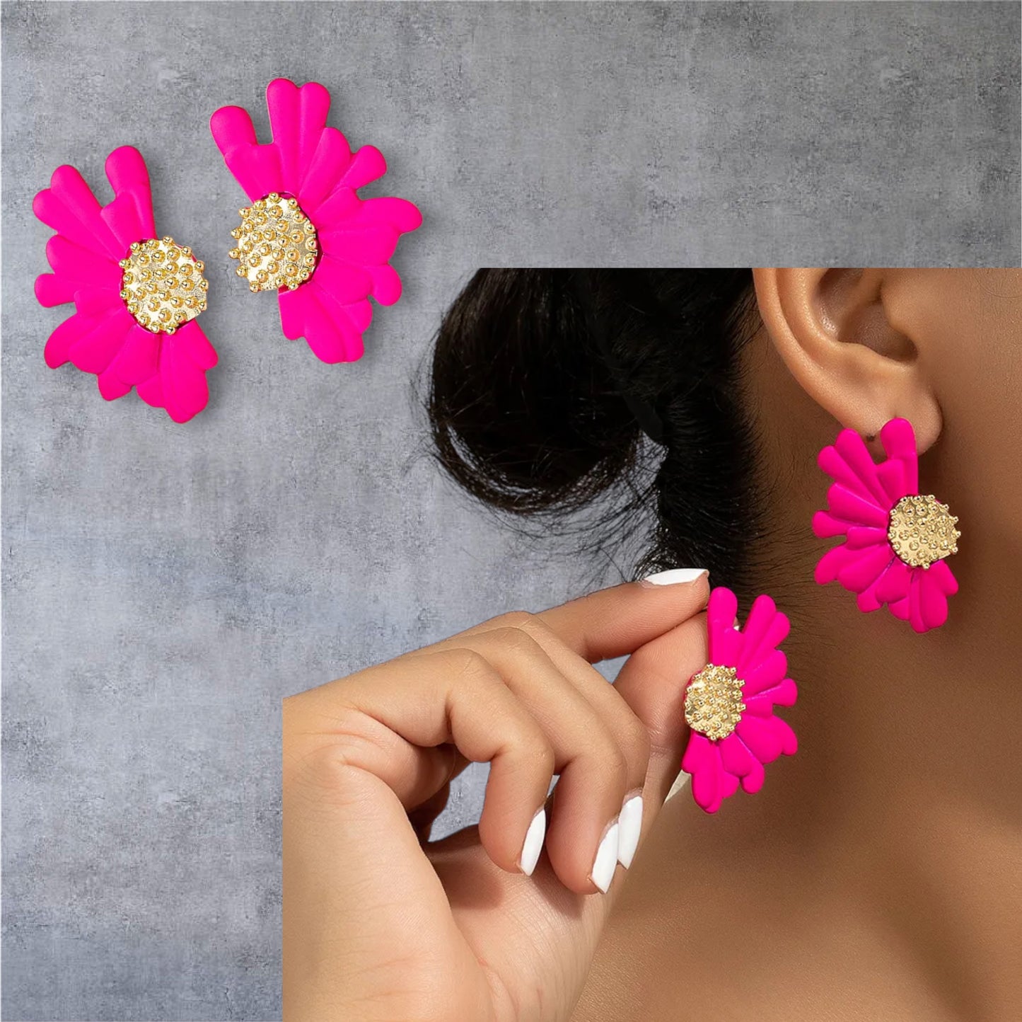Flower Plating Ear Studs
