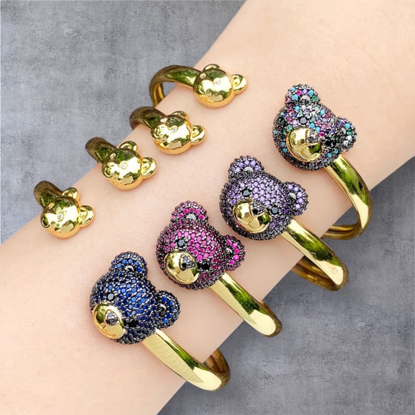Cute Bear Zircon Bangle
