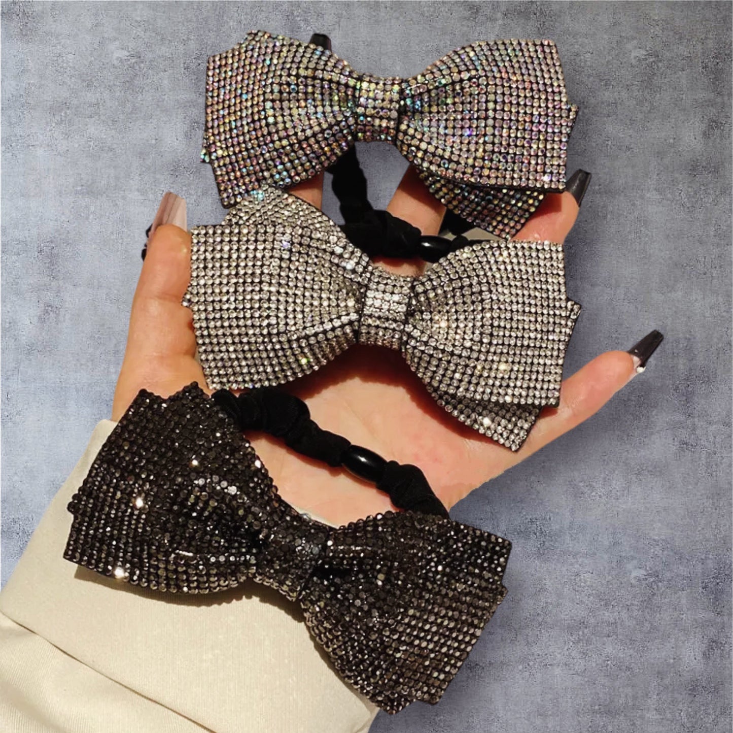 Retro Bow Knot Rhinestone Hair Tie
